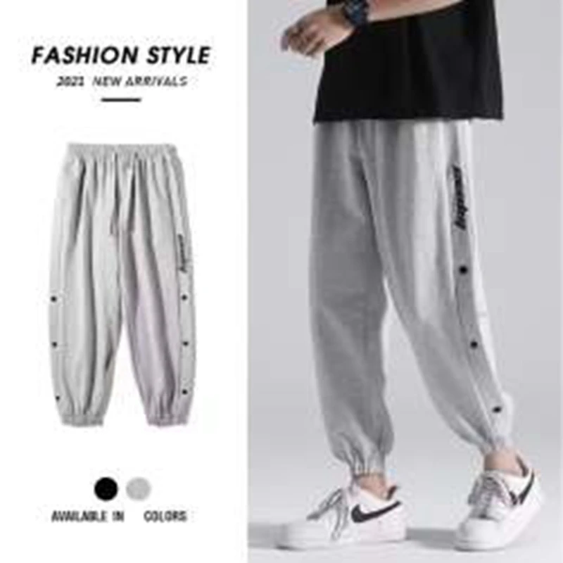 

Джоггеры с широкими штанинами на пуговицах, повседневные штаны для бега, мужские брюки с разрезом, длинные брюки с разрезом сбоку, 2024, модные повседневные уличные брюки в стиле хип-хоп