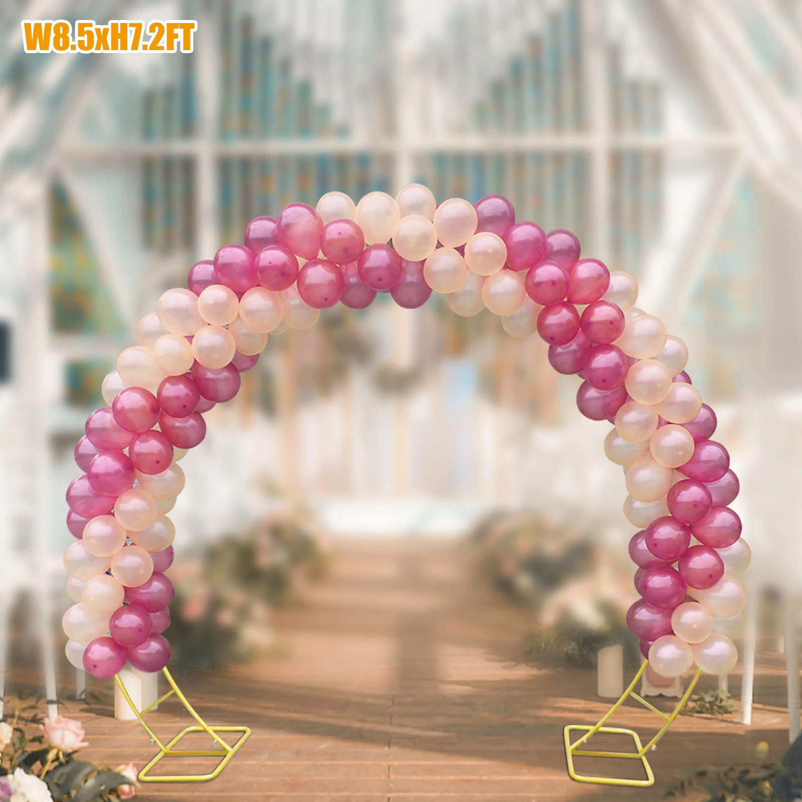 

Metal Round Arch Wedding Backdrop Stand Heavy Duty Flower Circle Frame Double Arch Circle Curved Iron Decor Gold