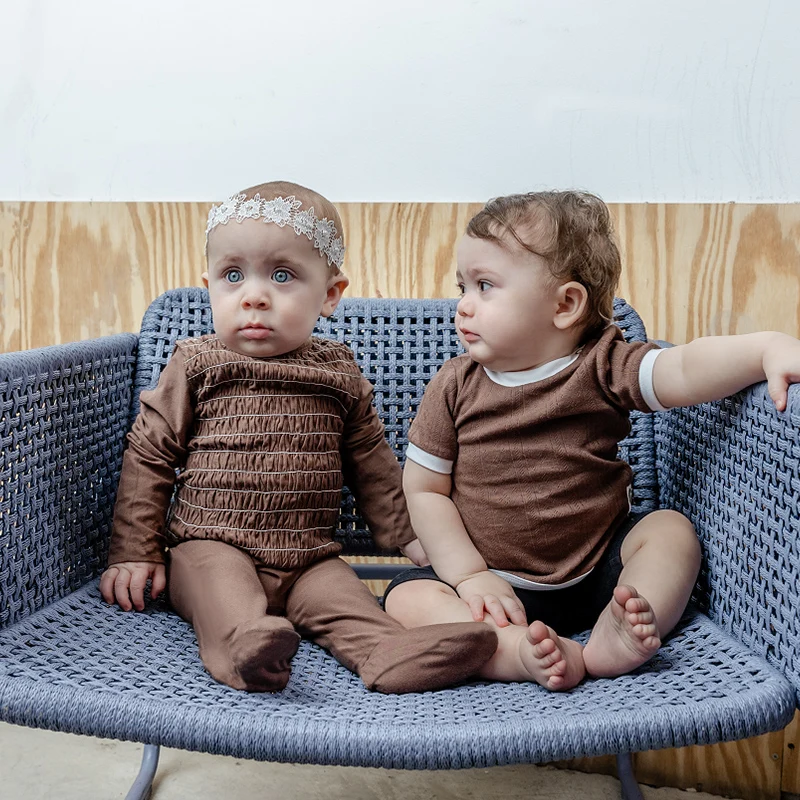 

Baby romper kids clothes long sleeves pajamas baby overalls Stitching color boy girls clothes footies autumn winter romper