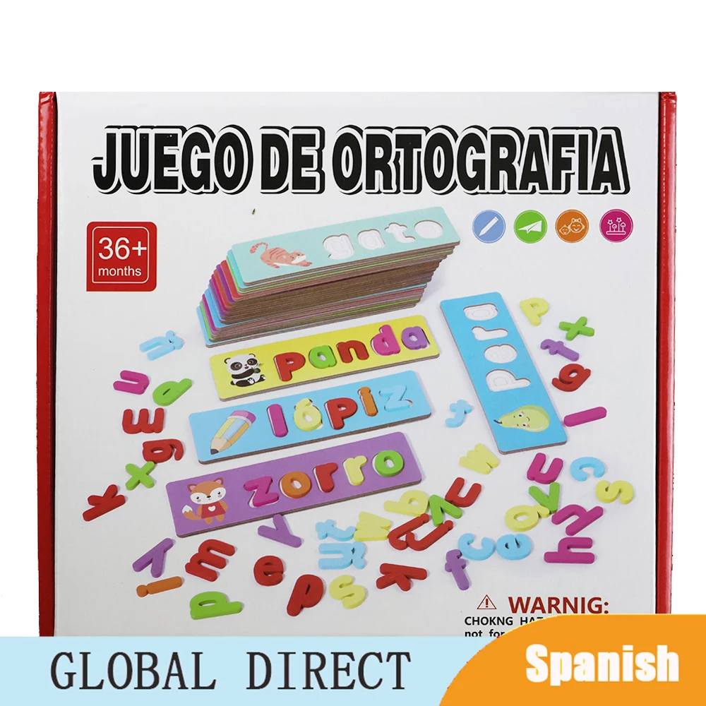 פעוט montessori כישוף ספרדית מילים משחק מילים עץ למידה צעצוע עץ פאזל מכתב פאזל חידות צעצועים חינוכיים מוקדם לילדים