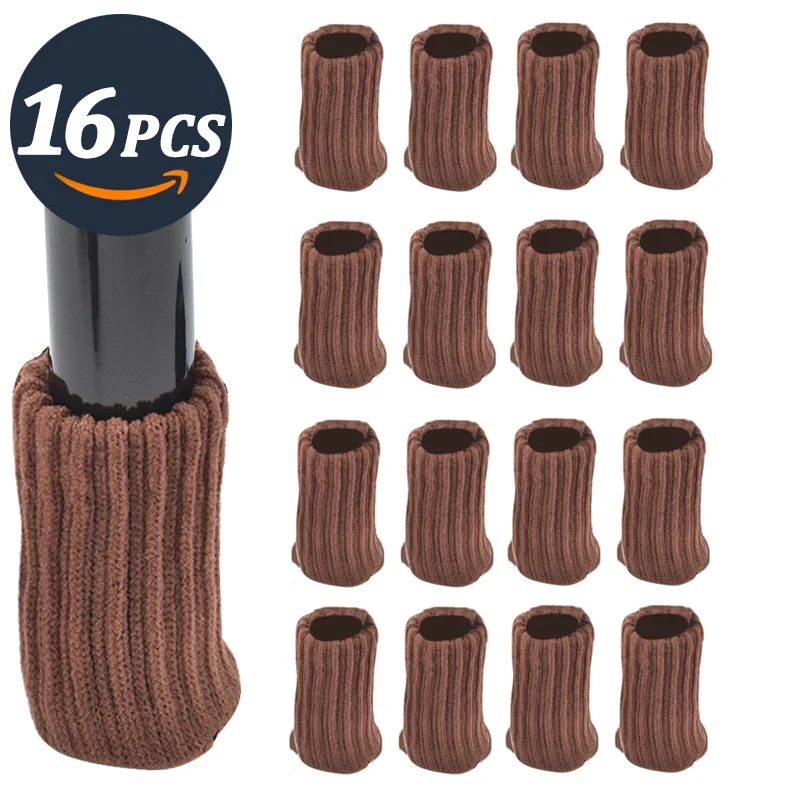 Knitted Furniture Leg Floor Protectors - Anti-Slip Chair and Table Socks (16 Pack)