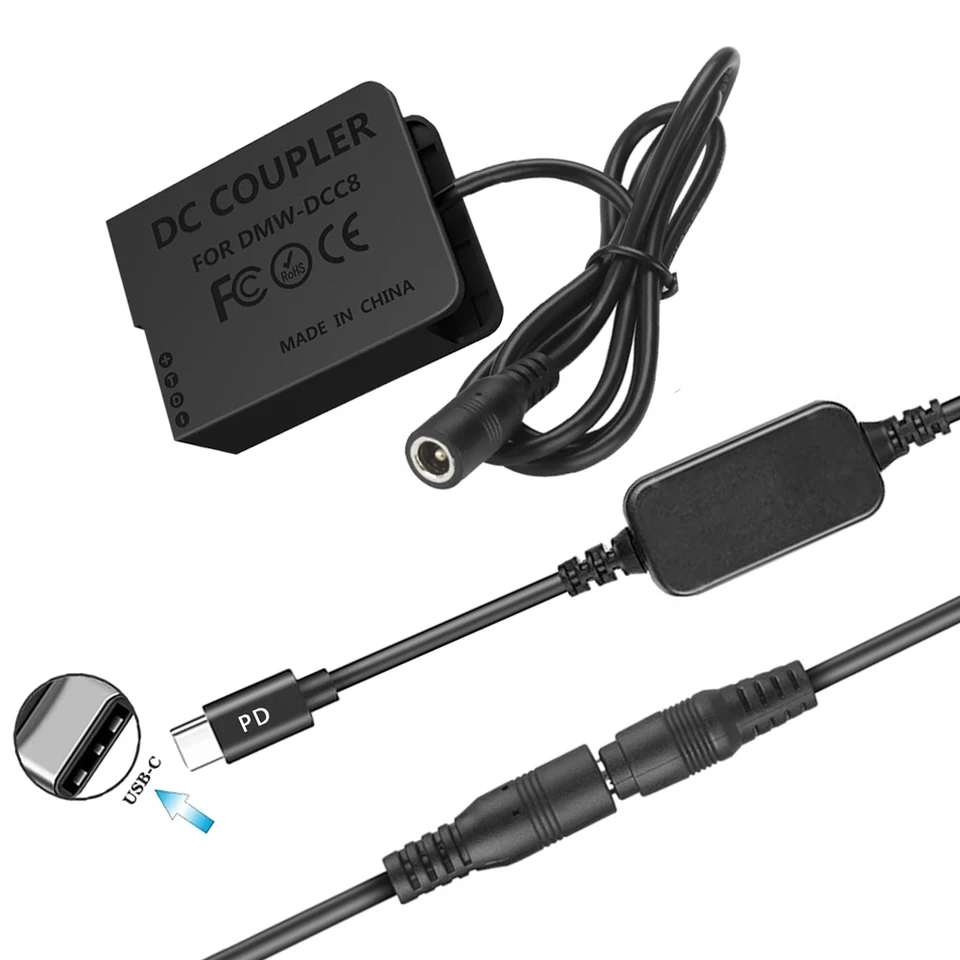 Dual USB DMW BLC12 Dummy Batterij DCC8 Power Adapter Voor Panasonic Lumix Dslr G5 G6 G7 Camera 629637751