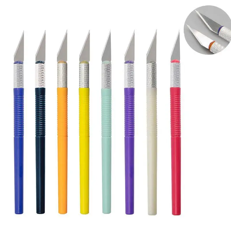 Cutting Knife Wood Carving Knives Wood Carving Blades Carving Tool Metal Carving Knife DIY Sculpture Model Making ABS Rod Art Student Cutting Knife Wood Paper Fruit Carving Blade Hand Tool Set