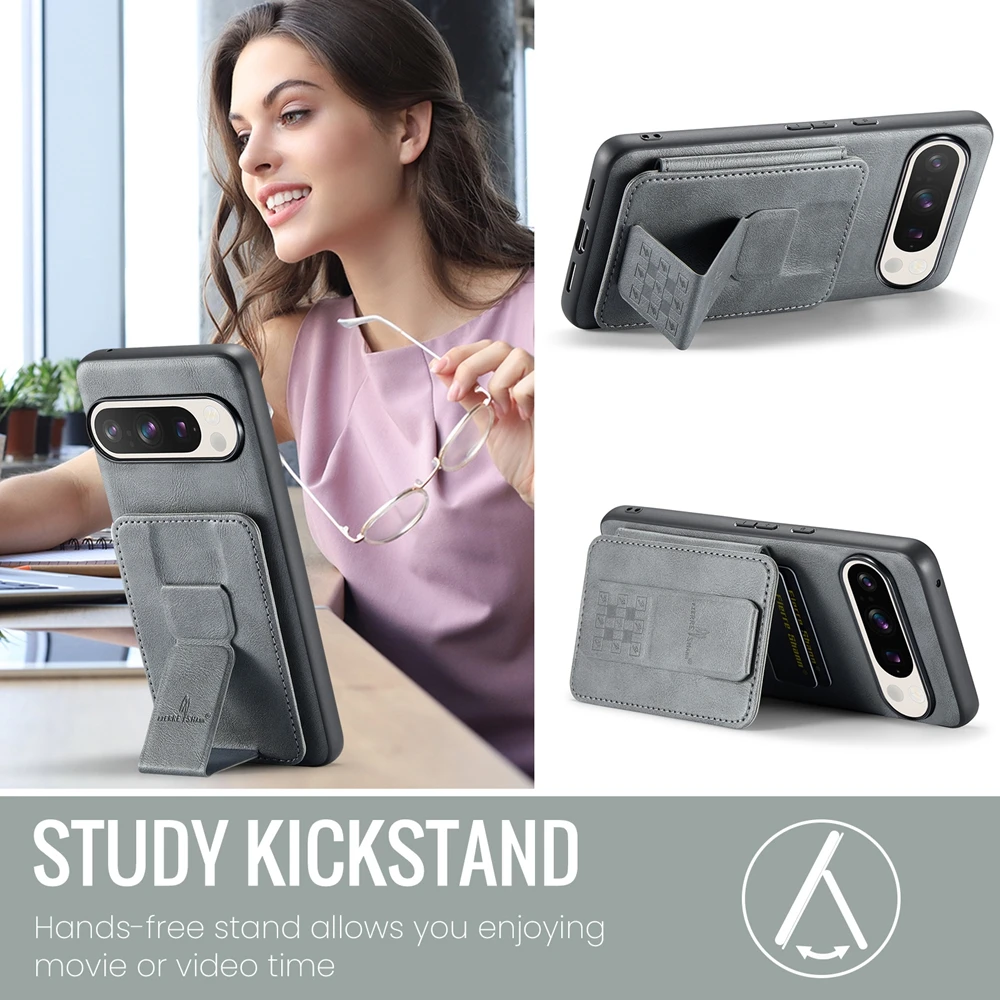 Magnetic Leather Wallet Phone Case with Strap and Card Holder