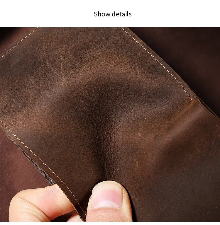 Kostenlose benutzerdefinierte First Letter Retro Crazy Horse Leder-Geldbörse, ultradünne Leder-Münz-Geldbörse, modisches kurzes Geld-Set für Herren, 2025 – Detail 11