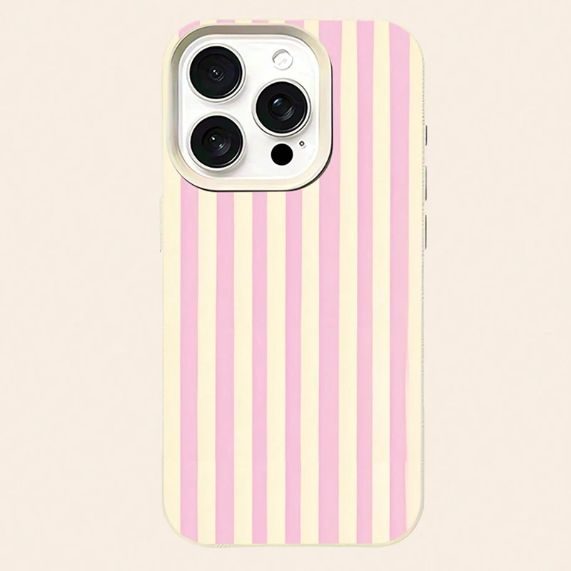 Elegant Pink Vertical Striped Lichee Pattern Phone Case