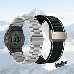 Dual - Strap Set: Stylish Metal & Durable Nylon Watch Bands (2 - Pack) (Silver - Black)
