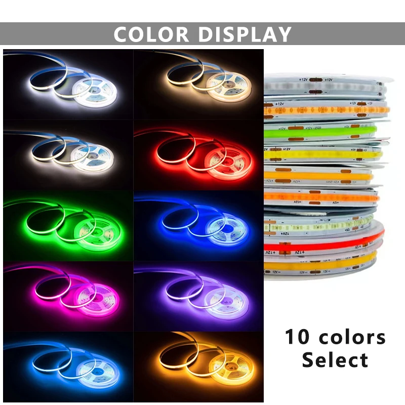 Super Bright Flexible COB LED Strip Light - Neon Tape for Kitchen and Room Decor, 8mm Width, Available in 5m/10m Lengths