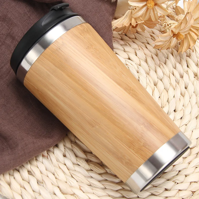 Portable Wood Grain Coffee Mug with Lids Vacuum Insulated Tumbler Thermos  Cup for Keep Coffee Tea Hot Cold Inner Ceramic Coating - AliExpress
