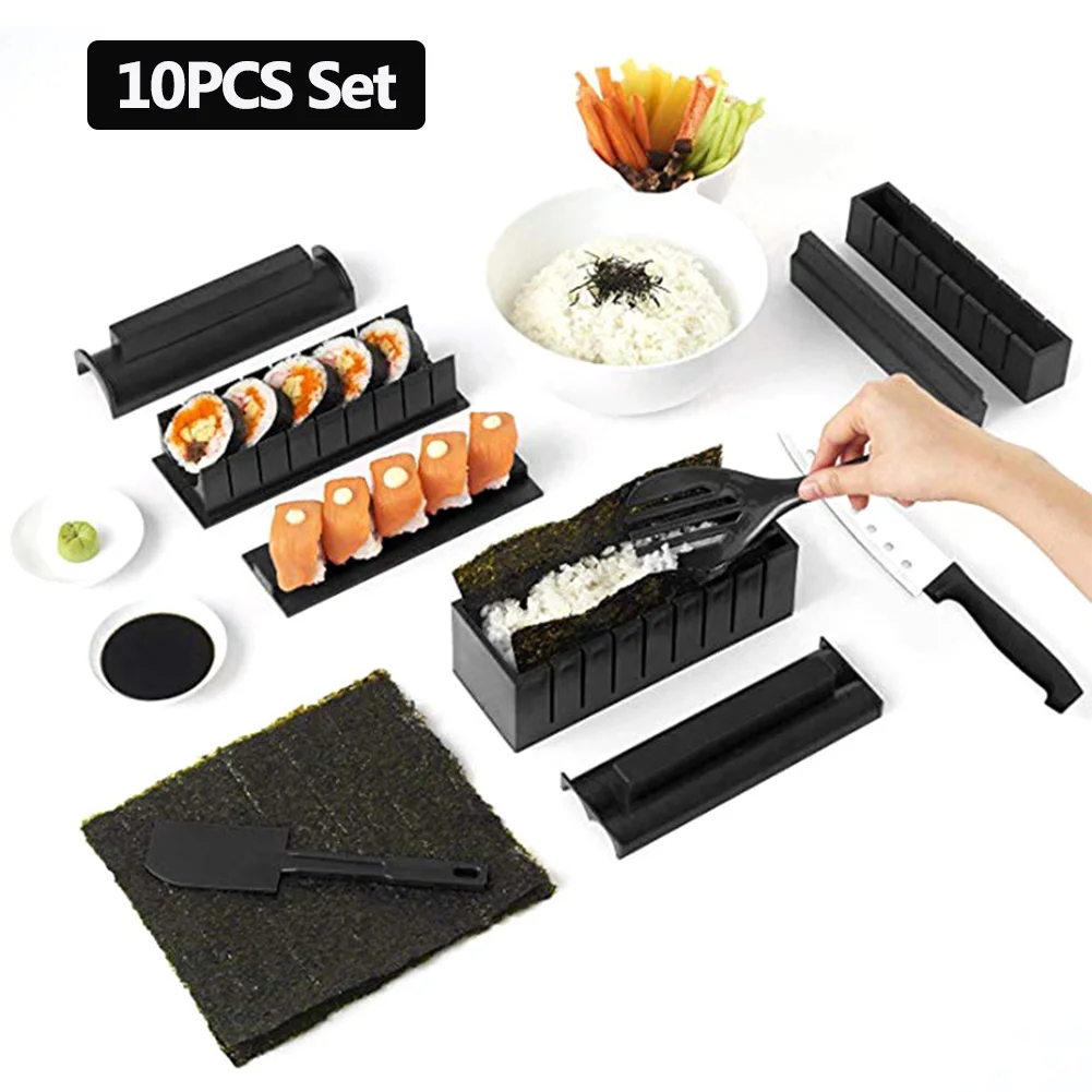 Sushi Maker 7 Pcs Kit Plastic Sushi Set Tools Japanese Rice Ball Cake Roll  Mold Sushi