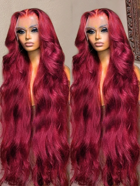 250% Burgundy Body Wave Red Lace Front Human Hair Wigs 99J Colored 13x6 HD Lace Frontal Human Hair Wig Brazilian Wigs For Women