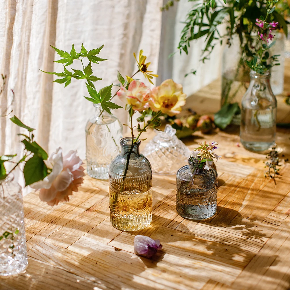Small Transparent Flower Vase Mini Glass Vase Hydroponic Plant Bud Vase Nordic Home Decor Living Room Table Terrarium Decoration 2