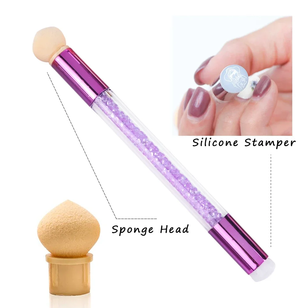 Nail Art Shading Pen Silicone Stamper Kits with 3 Sponge Head 1 Silicone Stamping PUFF Manicure Set NAB042B 5