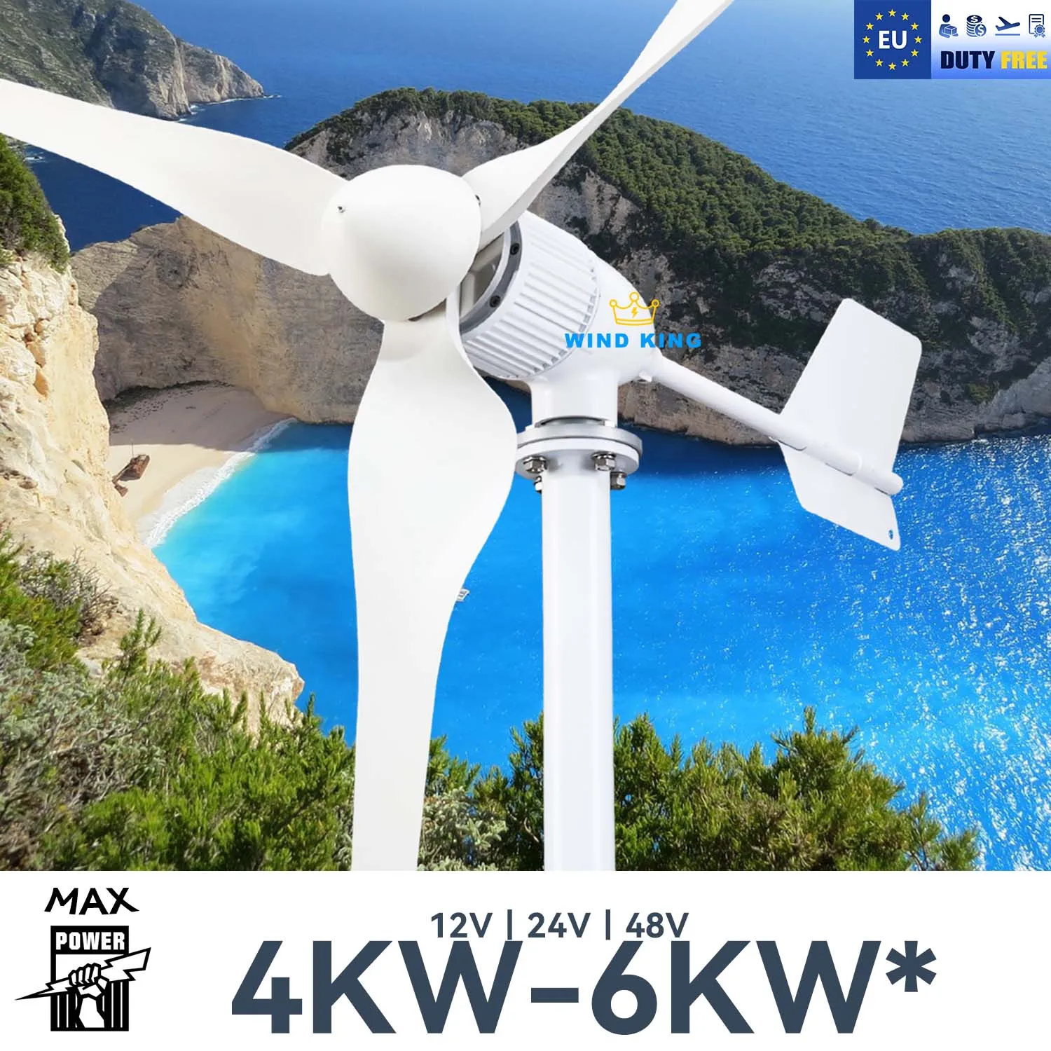 

【Higher Power】 6000W WindTurbine High Efficiency Windmill With MPPTCharger/Hybrid Solar System, For Home Use 3 Blades Horizontal