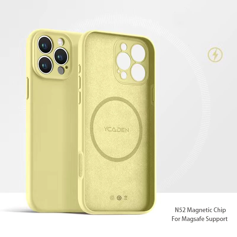 Magnetic Wireless Charging Liquid Silicone Case with Fluffy Lens Protection
