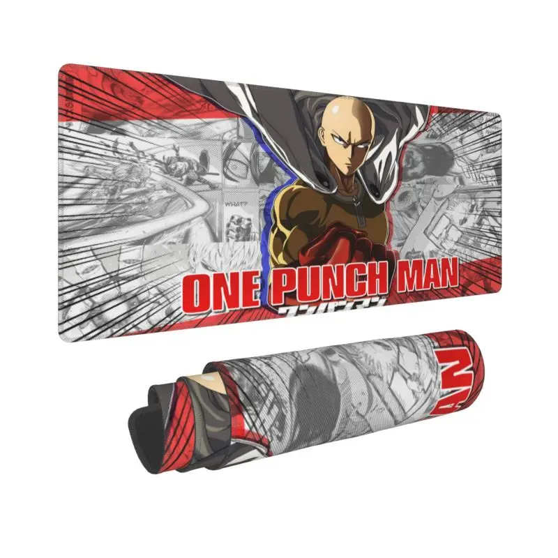 

90x40CM Anime Locking Edge Computer Mousepad One Punch Man Gaming Mousepad XXL Gamer Rubber Desk Mat Large Non-Slip Keyboard Pad