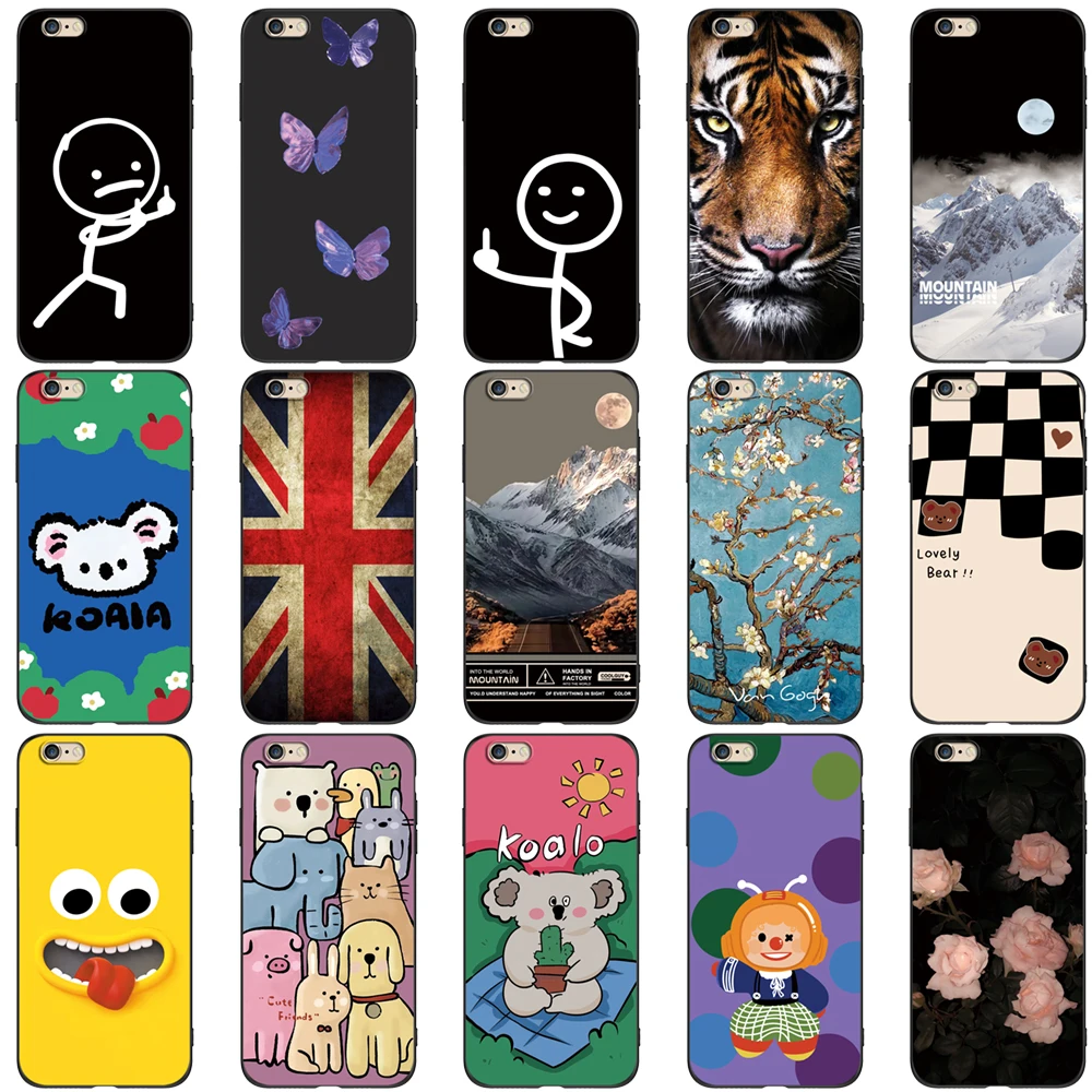 Per Iphone 5 S 5 S Se 2016 4.0 "Custodia Per Telefono Su Apple Iphone 6 S 6 S Plus Funda Custodia In Tpu Nero Cute Butterfly Bear Tiger