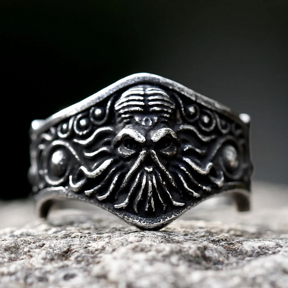 Retro Great Cthulhu Worship Ring for Man Woman Punk Mysterious Octopus Sea Monster