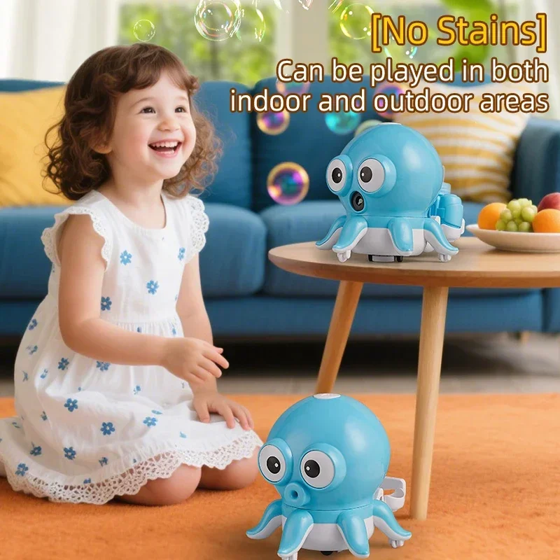 Walking Octopus bubble Machine Children's Electric Cute Spinning Model Soap Bubble Maker Blower Toy Boys Girls Gift