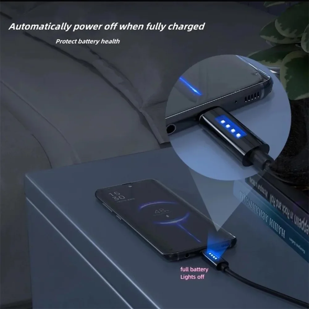 LED USB A To Type C Data Cable 120W PD Fast Charging Type C Quick Charge Cord with Light For Universal USB Charging USB C Cables