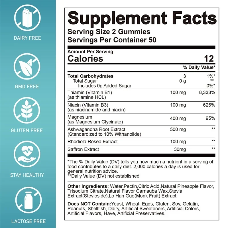 Magnesium Glycinate Gummies Ease Mood Relaxation Cognition and Sleep Quality Supports Nerve & Bone Muscle Health
