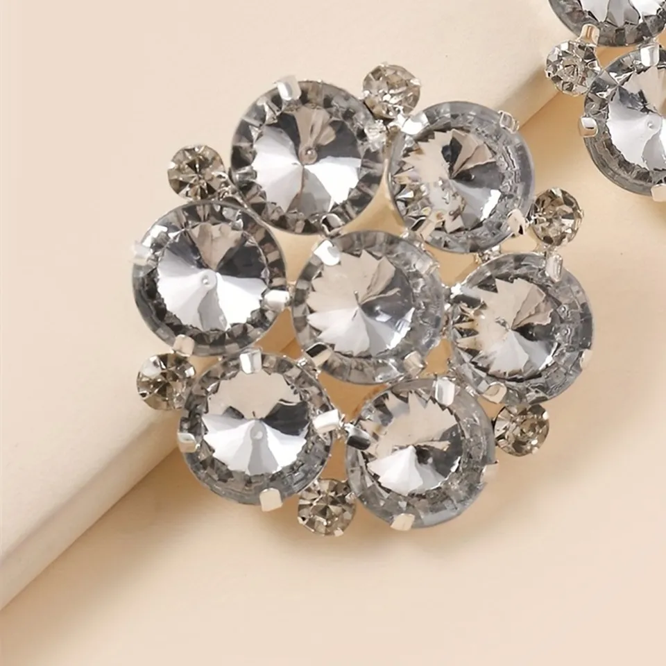 Orecchini Vintage Ovale Cristallo Oro - Strass Scintillanti E Zirconi Per Donne E Ragazze - Boho Sposa - 3