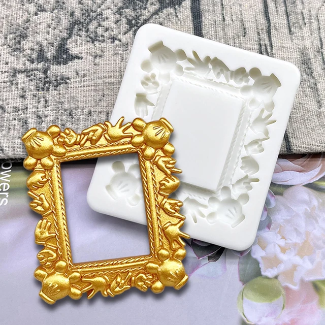 Sijiangmold Photo Frame Fondant Mold Picture Frames Silicone Mold Baroque Style Frame Molds For Cupcake Topper Cake Decoration Chocolate Candy Polymer...