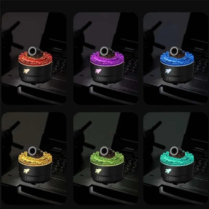 A50F-2PCS 미니 캐논 가습기 아로마 디퓨저 2가지 모드 7색 LED 타이머 및 조절 가능한 설정 터렛 가습기 B