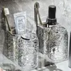 Transparent Toothbrush Rack Water Ripples Drain Upside Down Toothbrush Holder Strong Adhesive Installation PET+ABS Wash Cup Set 1