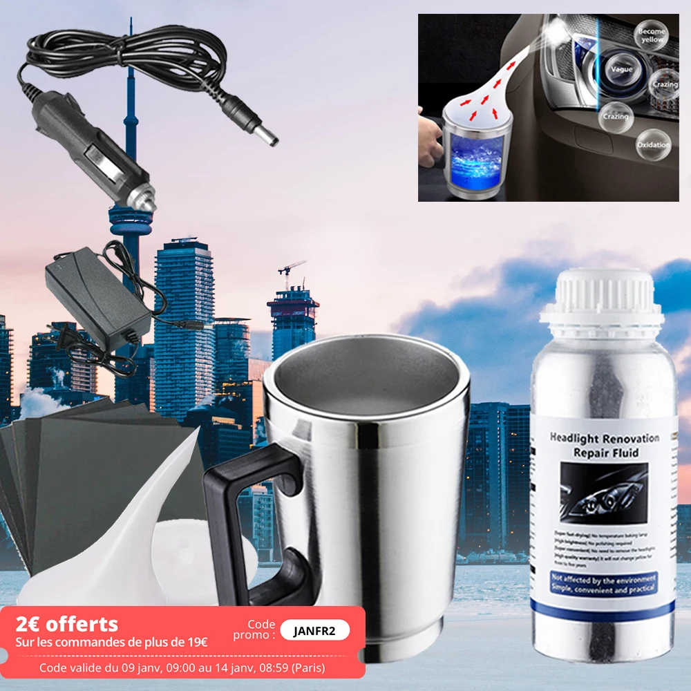 Wizoowip Nettoyant Pour Phares à Vapeur D'acétone Fournitures De Voiture Kit De Restauration Automatique Visibilité Améliorée Protection