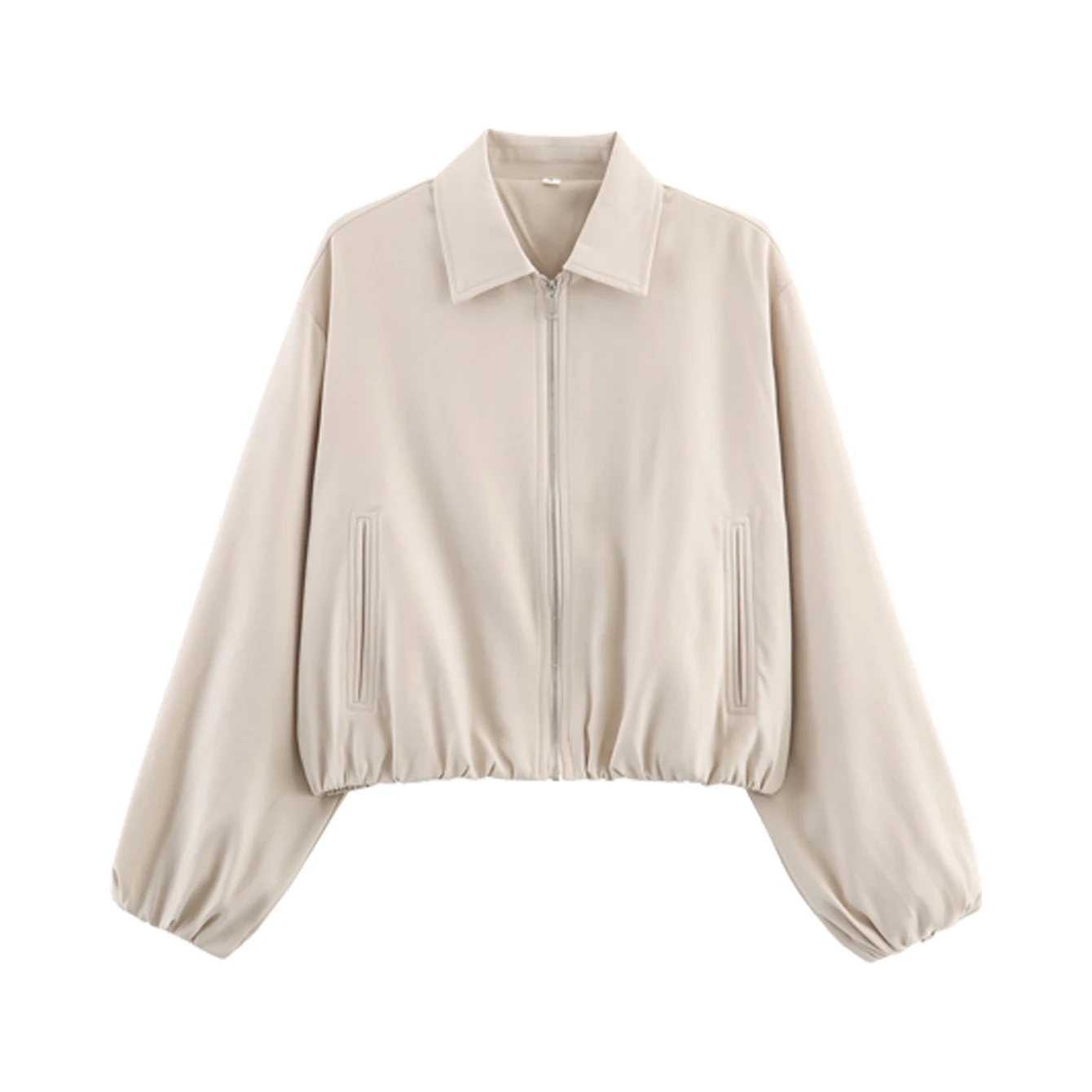 Women Short Jackets Coat Autumn Winter Zipper Overcoat Female Long Sleeve Casual Jacket Women Elastic Hem Jacket Streetwear