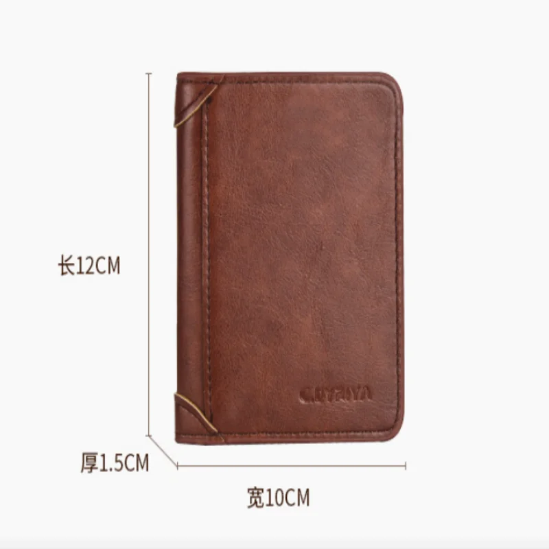 Leather Wallet Slim Wallet Card Wallet Credit Card Holder RFID Men Wallet Genuine Leather Blocking Trifold Wallet Vintage Thin Short Multi Function ID Credit Card Holder Male Purse Money