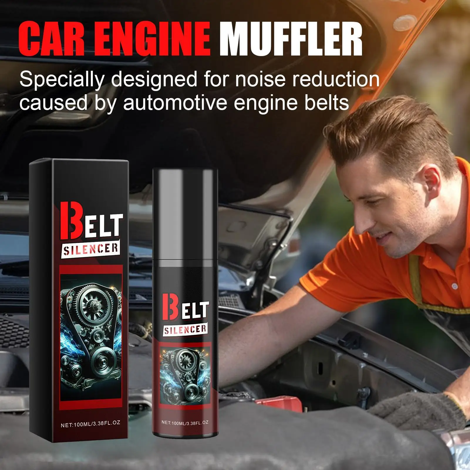 Belt Noise Spray 100ml Prolongs Belt Life Engine Belt Spray-On Dressing Noise Lubrication Protection Friction Reducer
