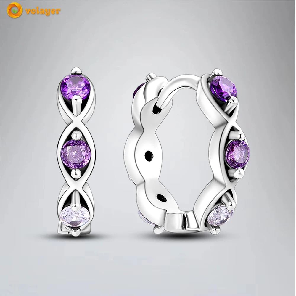 

Volayer 925 Sterling Silver Earrings Gradient Purple Eyes Earrings for Women Female Fashion Jewelry Gift Free Shipping