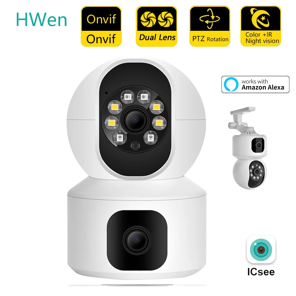 

4MP IP Wireless WiFi Camera Double Lens Baby Monitor Video Surveillance Camera Mini Indoor CCTV Security Camera Work With Alexa