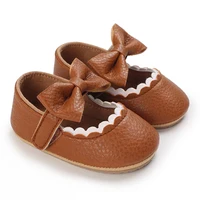 Cute Baby Casual Shoes Baby Bow Anti slip Rubber Soft Sole Flat Shoes PU First Walker Newborn Bow Decoration Mary Jane 3