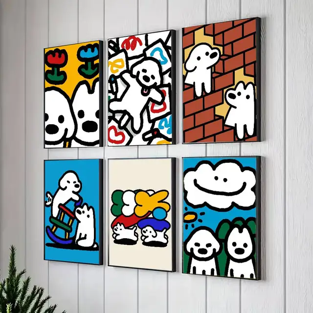 โปสเตอร์ M-Matsui Dog Kawaii สำหรับการตกแต่งสไตล์โมเดิร์นในโฮมออฟฟิศ ห้องนอน ห้องนั่งเล่น ห้องครัว ห้องน้ำ 1