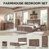 Farmhouse King Size Bed Frame with Roman Column Decoration,with 51" Tall Headboard, Wood Bed Frame with 20" Tall Footboard. 5