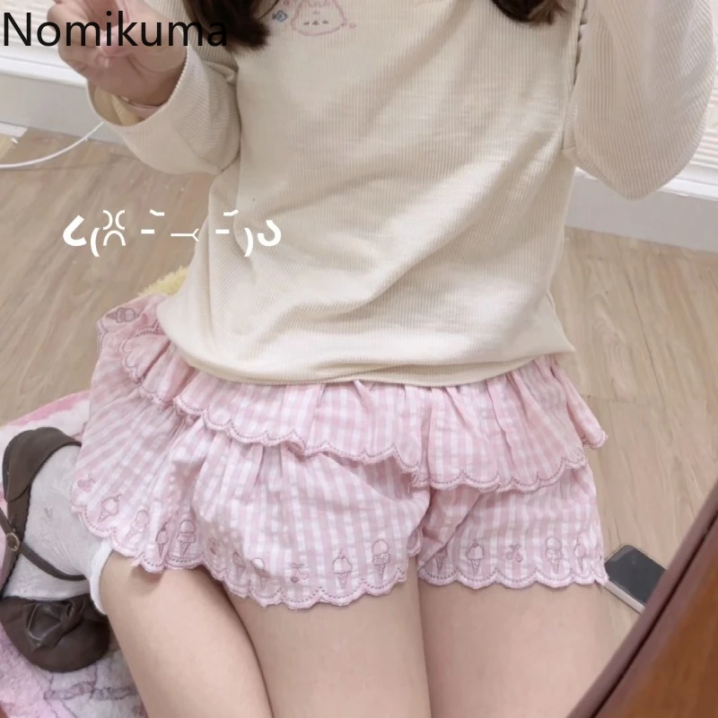 2024 Faldas Mujer De Moda Japanese Summer Skirt Women High Waist Jupe Kawaii Embroidery Fashion Plaid Mini Y2k Pink Cute Skirts 2