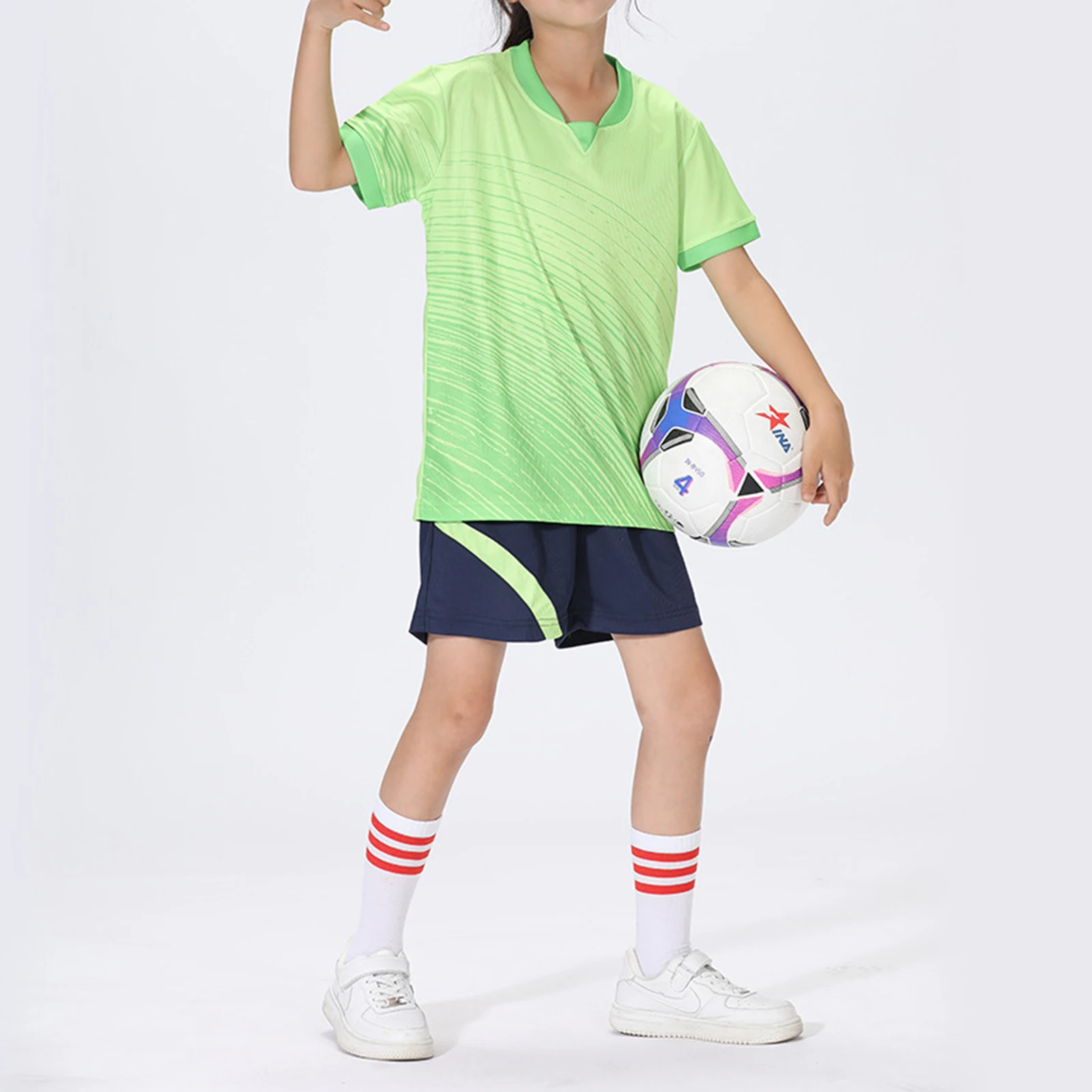 2PCS Kids Boys Sport Suit Short Sleeve T-shirt And Shorts Football Soccer Game Training Uniform Sportswear Athletic Tracksuit