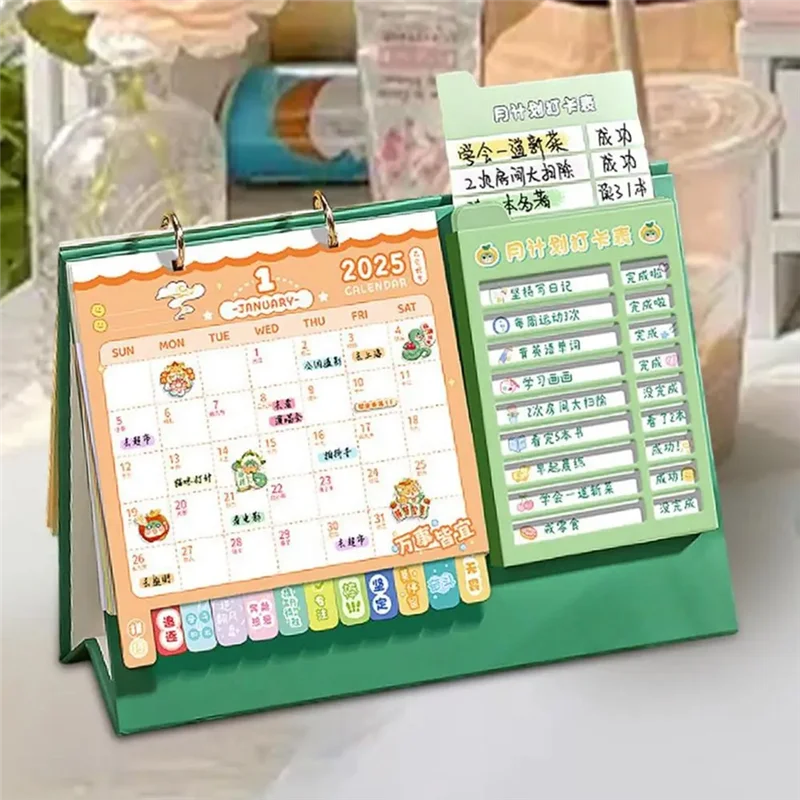 A13U Desk Calendar Year Of The Snake Tabletop Flipes Monthly Calendar Schedules Planner With Labels For Kids Planning