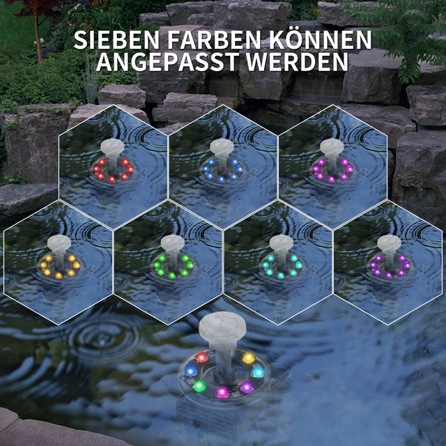 Új 10W 8 V -Os Színű Led -Es Lámpák Napenergia Szökőkút Szivattyú 12 Fúvókával, -Szivattyúval A Madárfürdő -Tó Kertjéhez És Szökőkúthoz - Image 4