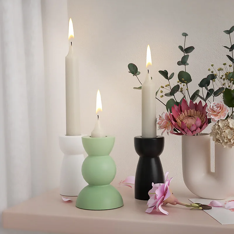 Geometric Candle Holder Silicone Mold Cement Handmade Minimalist Concrete Resin Candlestick Mould DIY Crafts Home Decoration