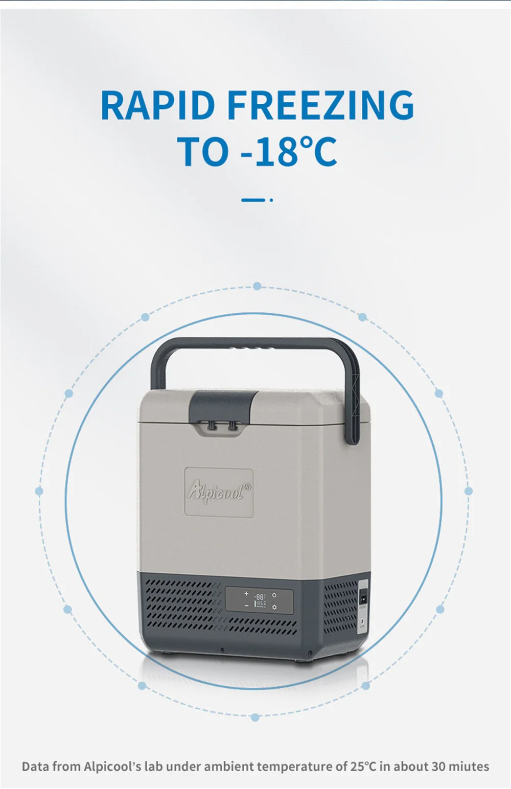 Alpicool 8L Car Refrigerator Freezer Icebox Cooler DC 24/12V AC 220V Can APP Control with Auto Fridge Compressor and Battery
