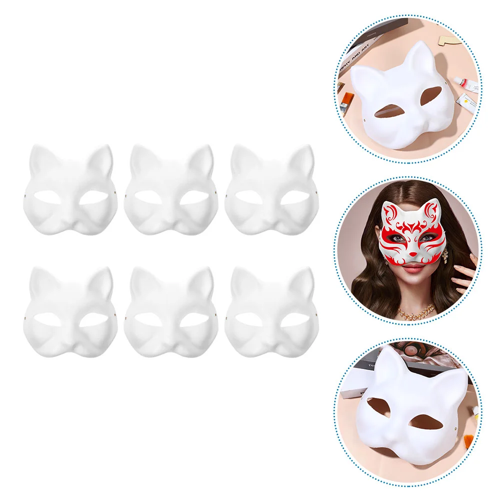 

DIY Anime Pulp Japanese Mask Half Face Hand-painted Cat Fox Mask Anime Masquerade Halloween Festival Cosplay Prop