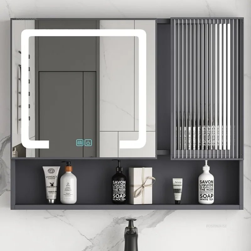 Modern Bathroom Mirror Cabinets with Light Luxury Home Furniture Separate Bathroom Wall-mounted Smart Defog Storage Cabinet