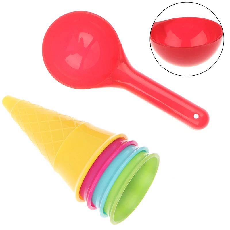 

New 5 Pcs/lot Ice Cream Cone Scoop Sets Beach Sand Toys Kids Summer Play Game Gift Children's Beach Toys Children's Education