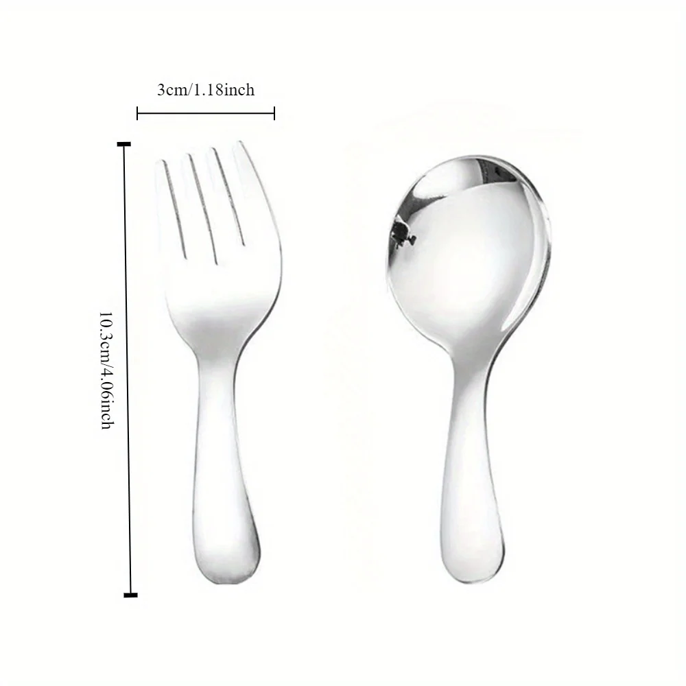 1 Set of mini outdoor portable spoon and fork tableware, cooking utensils, household dining spoons, dessert spoons, fruit forks