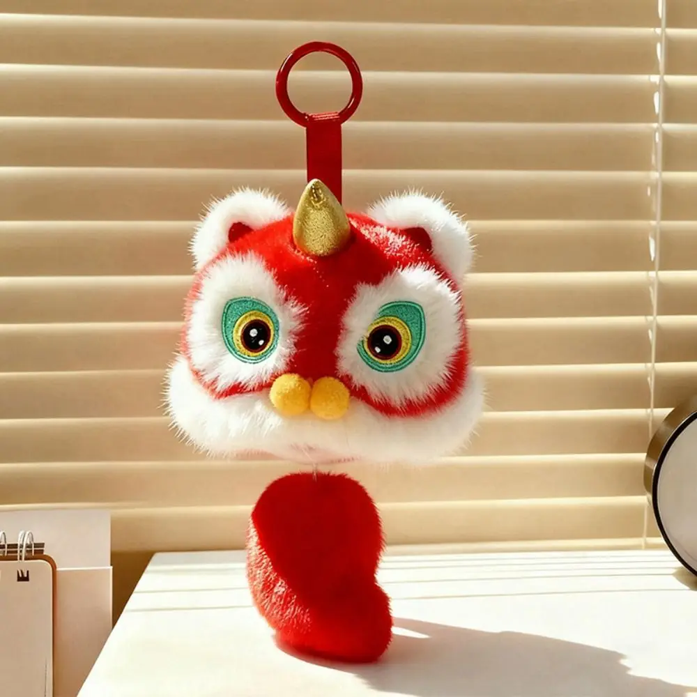 Cartoon Lion Dance Keychain Year of Horse Awakened Lion Lion Dance Pendant Chinese Style Plush Toy Doll Chinese New Year Gift