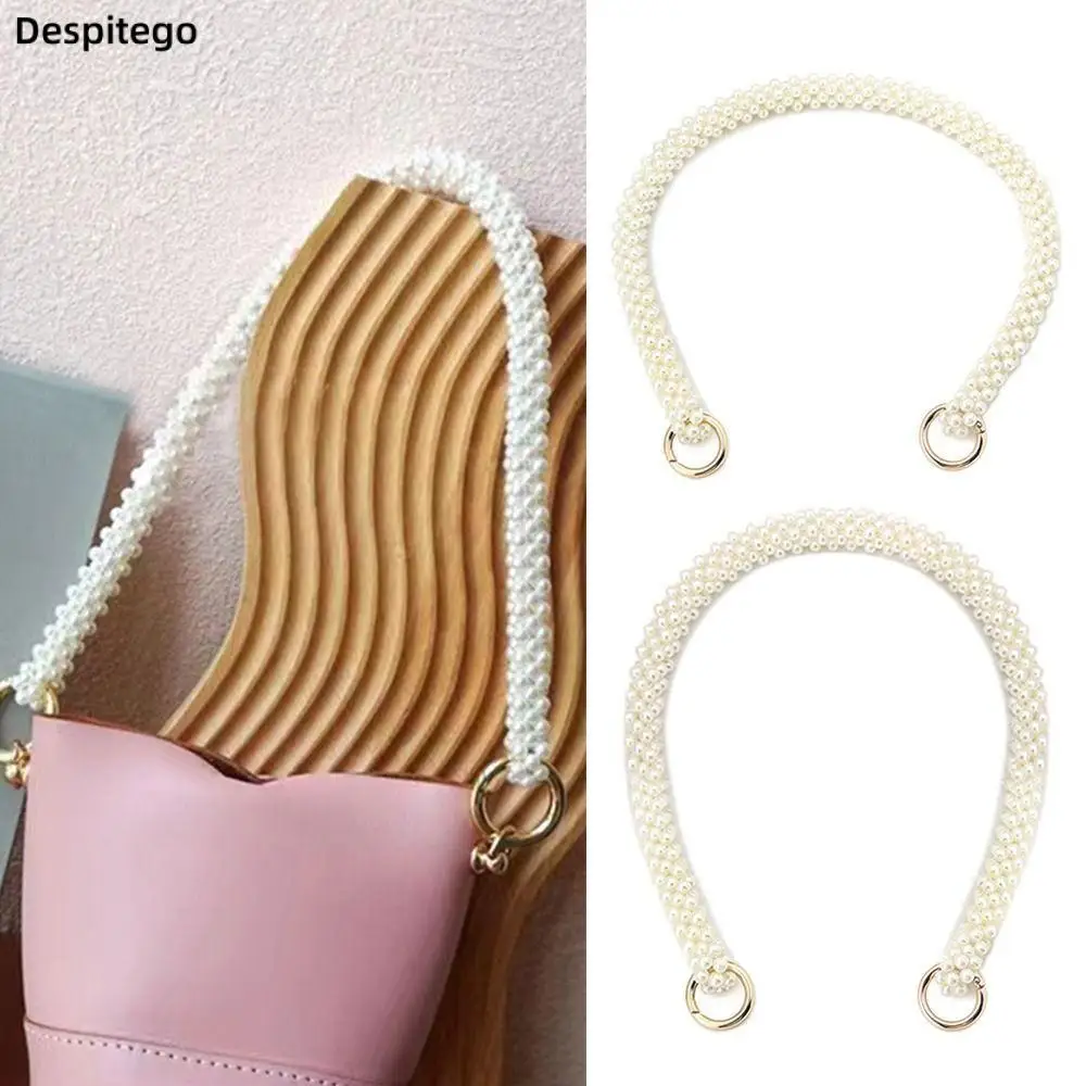 30CM/43CM Pearl Bag Strap For Handbag Handles Beaded Purse Belts DIY Replacement Shoulder Bag Chain Straps Bags Accessories diy purse handle strap pearl bead bag chain replacement belt hardware handbag shoulder bag part accessories for women bag straps